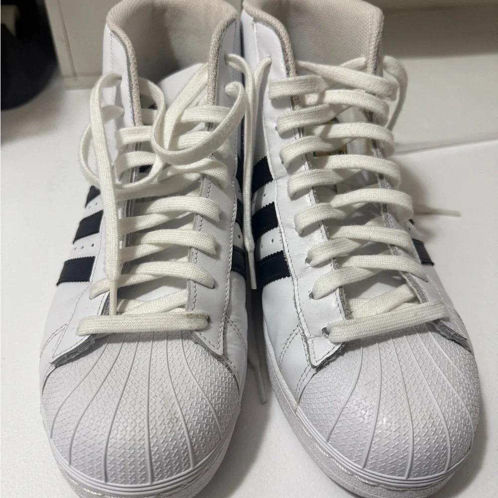 Adidas White and Black High-Top Sneakers